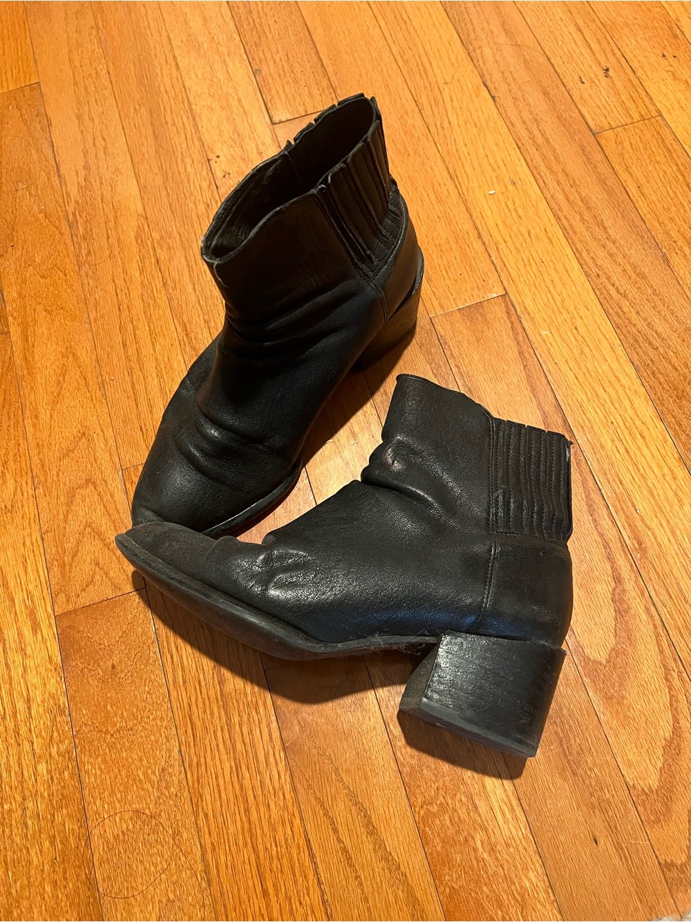 calvin klein leather block heel boots